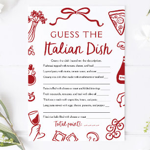 Amore Guess The Italian Dish Bridal Shower Game Invitation