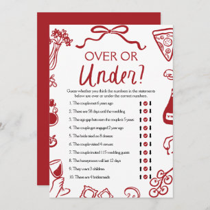 Amore Hand Drawn Over or Under Bridal Shower Game Invitation