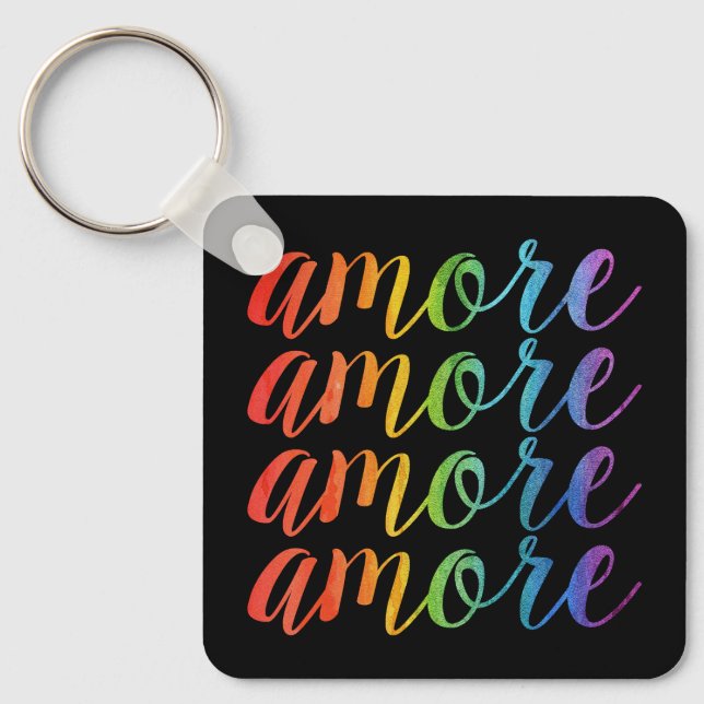 Amore in Rainbows Key Ring (Front)