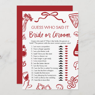 Amore Italian Bride or Groom Bridal Shower Game Invitation