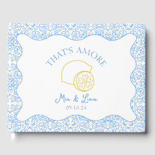 Amore Italy Lemons Blue Tiles Personalised Wedding Guest Book