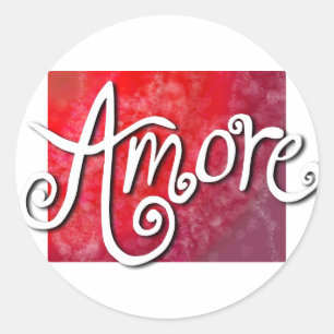 Amore - reverse red jazzy classic round sticker