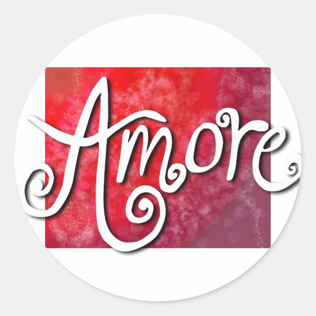 Amore - reverse red jazzy classic round sticker (Front)