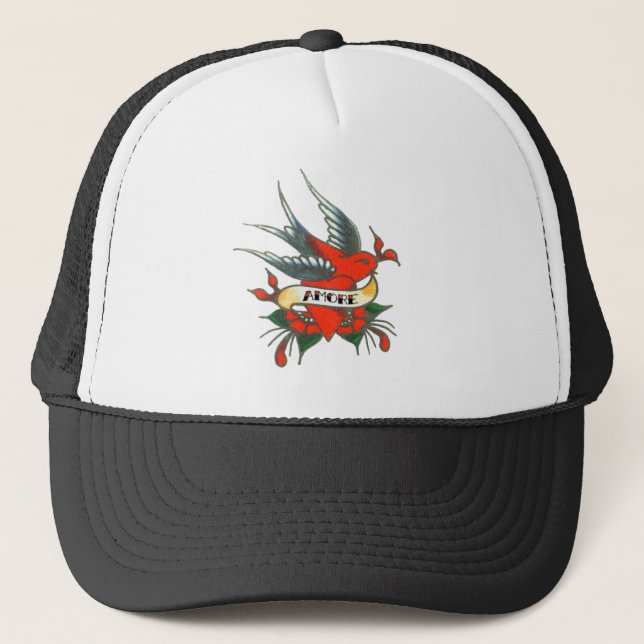 Amore Tattoo Bird Trucker Hat (Front)