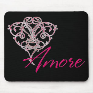 Amore with Scrolled Heart Design 1 Mousepad