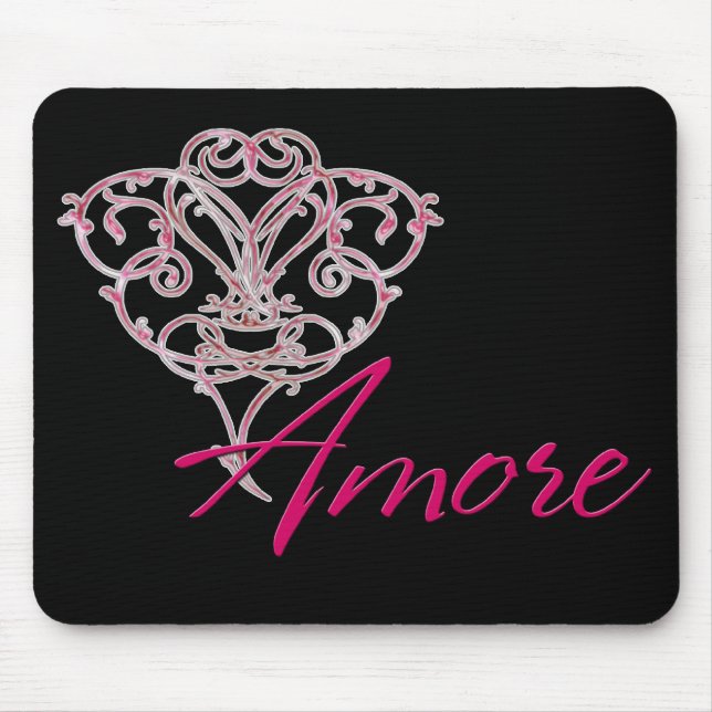 Amore with Scrolled Heart Design 1 Mousepad (Front)