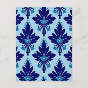 AMOROSO DAMASK: BLUE ON BLUE POSTCARD