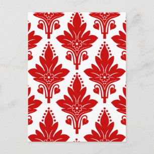 AMOROSO DAMASK: RED and WHITE Postcard