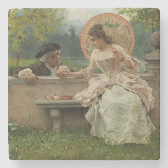 Amorous Conversation in the Park Stone Coaster (Front)