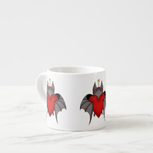 Amorous Gothic Christmas bat with red heart Espresso Cup