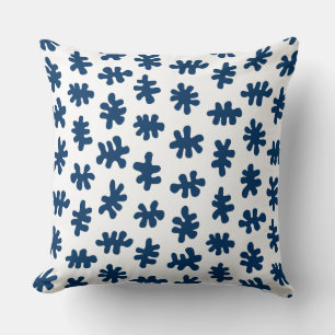 Amorphic Shapes 120322 - Indigo Blue on White Cushion