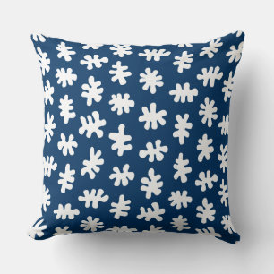 Amorphic Shapes 120322 - White on Indigo Blue Cushion