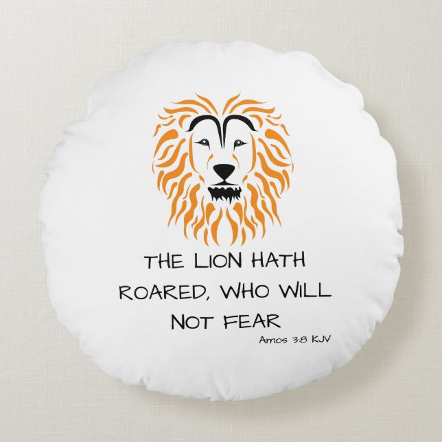 Amos 3:8 KJV Bible Scripture Verse Round Cushion (Front)