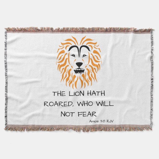 Amos 3:8 KJV Bible Scripture Verse Throw Blanket (Front)