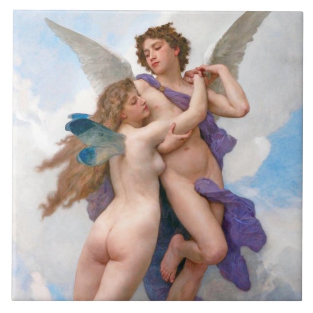 Amour and Psyche, Bouguereau Ceramic Tile (Front)