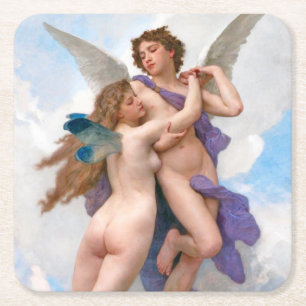 Amour and Psyche, Bouguereau Square Paper Coaster