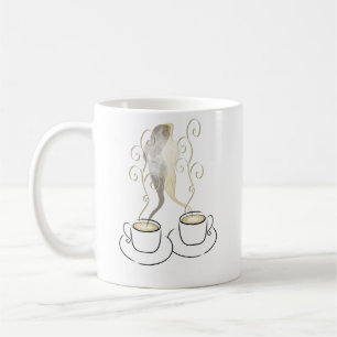 Amour Coffee Cups Illustration   Romantic Coffee L