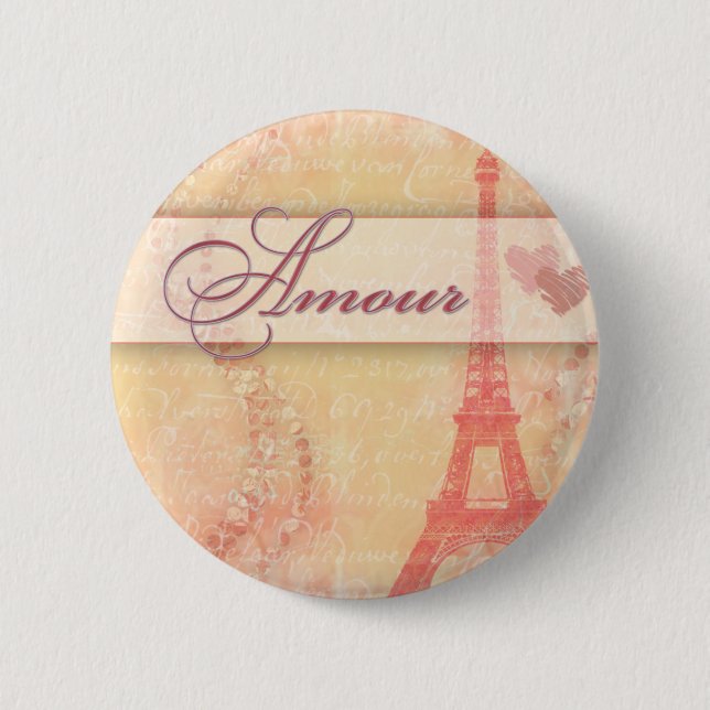 Amour in Paris 6 Cm Round Badge (Front)