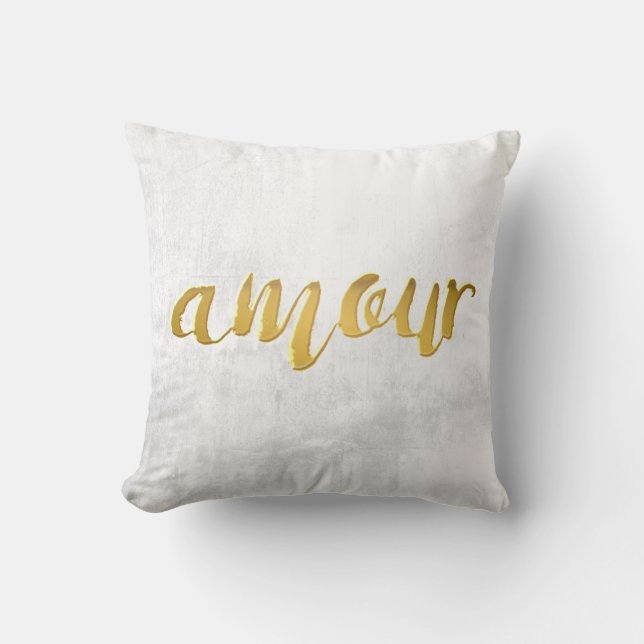 Amour -Print Letter Gold Foil Typography Brush Cushion (Front)