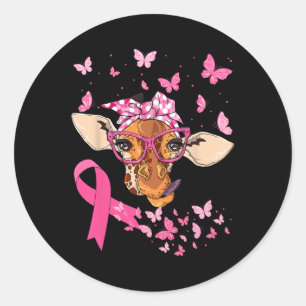 & Bandanna Pink Ribbon Breast Cancer Awareness Classic Round Sticker