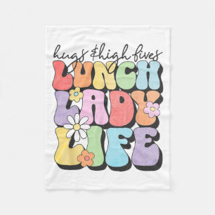 &amp; High Fives Lunch Lady Vibes School Appreciat Fleece Blanket