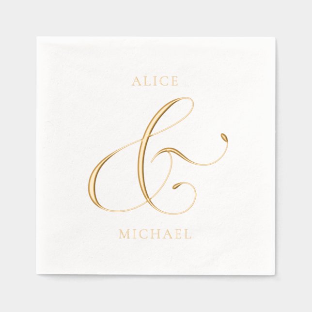 Ampersand and Names Foil Napkins (Front)