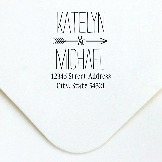 Ampersand Arrow Wedding Monogram Return Address Self-inking Stamp (Creator Uploaded)
