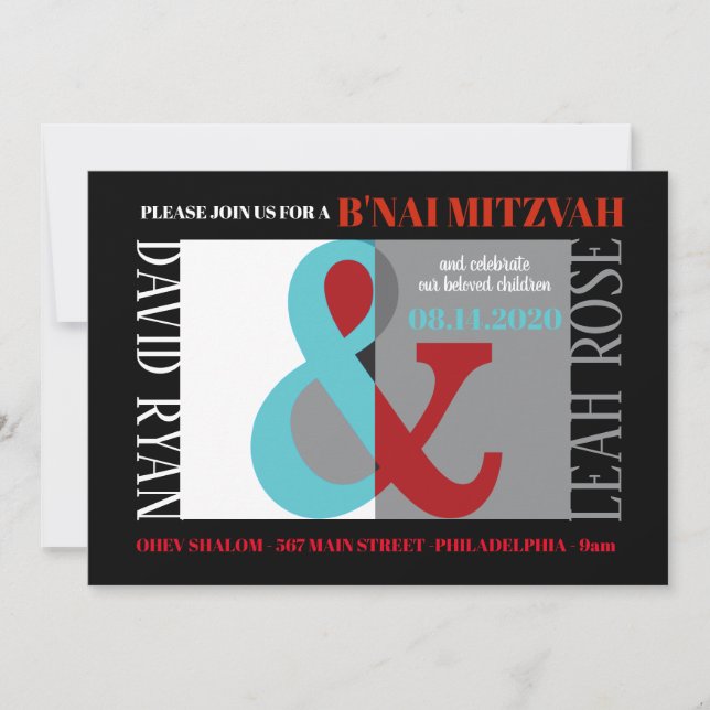 AMPERSAND B'NAI MITZVAH Bar Bat Mitzvah Invitation (Front)