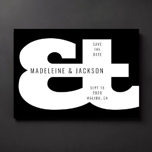 Ampersand Bold Typography Black Save the Date Invitation
