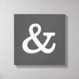ampersand canvas wall art grey and white