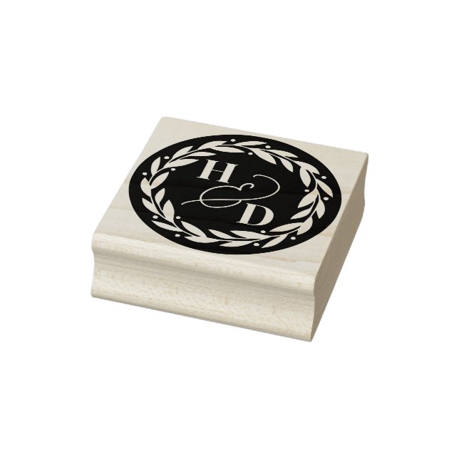 Ampersand Couples Initials Wreath Wedding Rubber Stamp (Stamp)