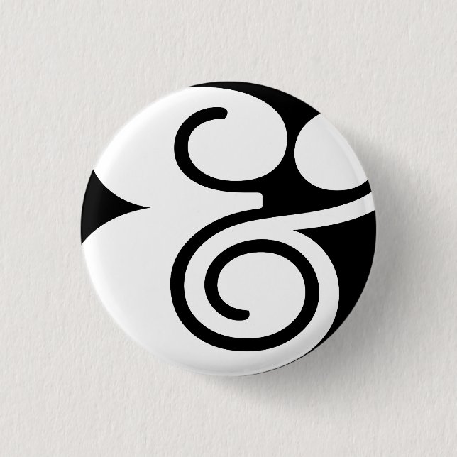 Ampersand "&" Designer Abstract | BL White | 3 Cm Round Badge (Front)