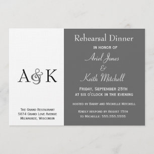 Ampersand Elegance Grey Rehearsal Dinner Invite