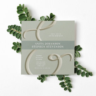 Ampersand Gold Sage Green Wedding Invitation
