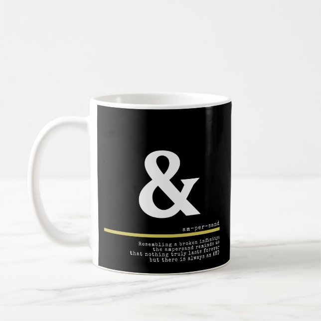 Ampersand Minimal White Typography Coffee Mug (Left)