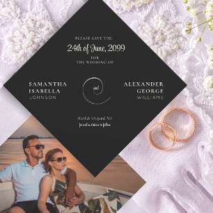 Ampersand Minimalist Black White Timeless Wedding Save The Date