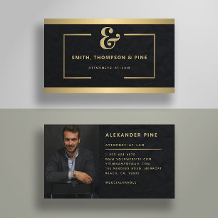 Ampersand Modern Black Gold Professional Photo Bus Business Card