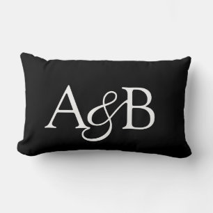 Ampersand Monogram Black and White Couple Lumbar Cushion