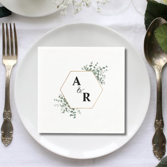 Ampersand Monogram Couple Initials Wedding Napkin (Creator Uploaded)