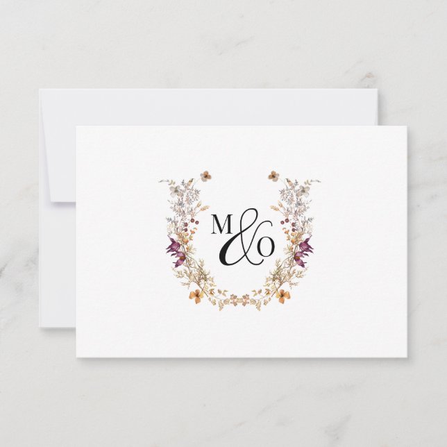 Ampersand Monogram Couple Wedding Wildflower Card (Front)