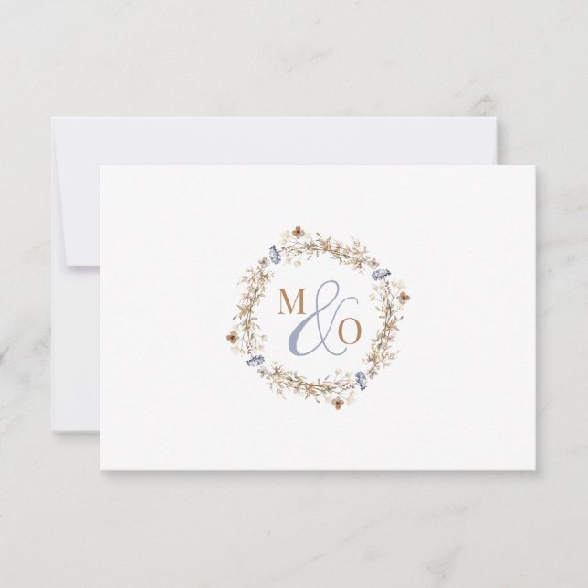 Ampersand Monogram Couple Wedding Wildflower Card (Front)