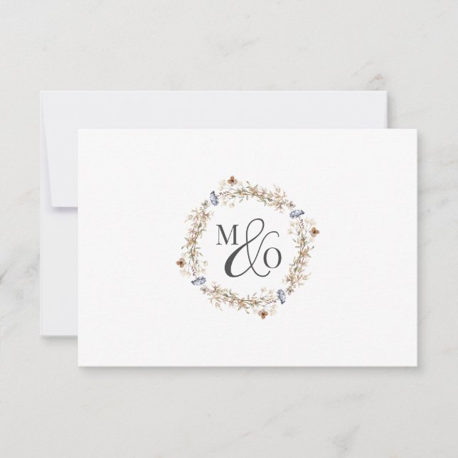Ampersand Monogram Couple Wedding Wildflower Card (Front)