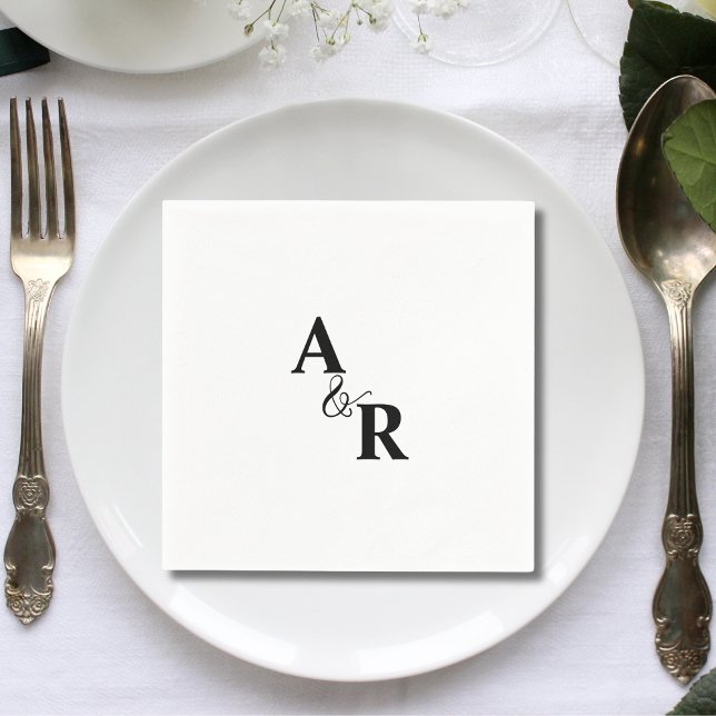 Ampersand Monogram Minimalist Wedding Cocktail Napkin (Creator Uploaded)