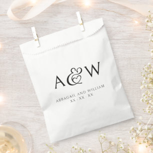 Ampersand Monogram Modern Black and White Wedding Favour Bag