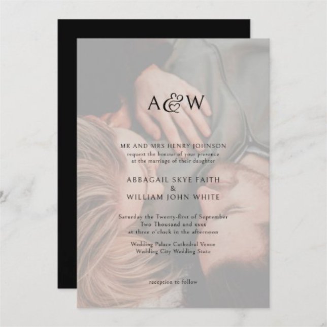 Ampersand Monogram Photo Wedding Invitation (Personalize with your photo and text.)