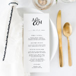Ampersand Monogram Wedding Menu Card<br><div class="desc">Our simple and elegant wedding menu features your starter courses,  entrees and desserts topped by your initials joined by a decorative script ampersand. Designed to coordinate with our Ampersand Monogram wedding collection. Use the template fields to add your menu information,  and then click "Customize" to reposition elements if needed.</div>
