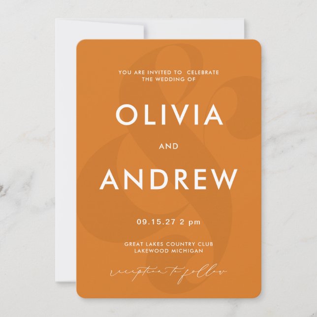 Ampersand Pastel Mustard Yellow Wedding Invitation (Front)