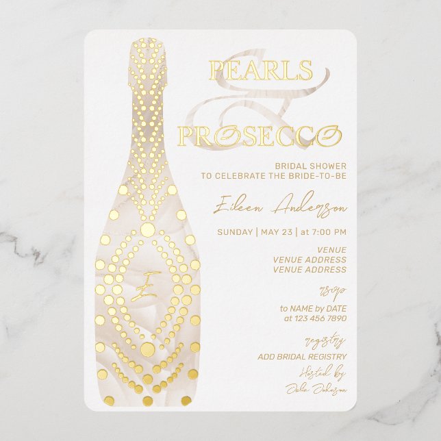 Ampersand Pearls & Prosecco Bridal Shower Gold (Front)