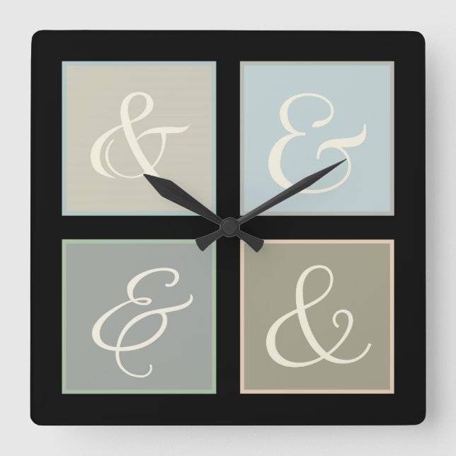 Ampersand Square Square Wall Clock (Front)