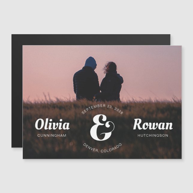 Ampersand Stamp Full Photo Save The Date Magnet (Front/Back)